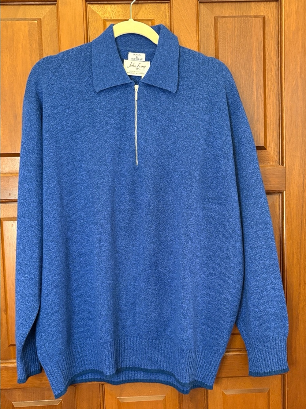 John Laing Men’s 100% Cashmere Zip Front Sweater